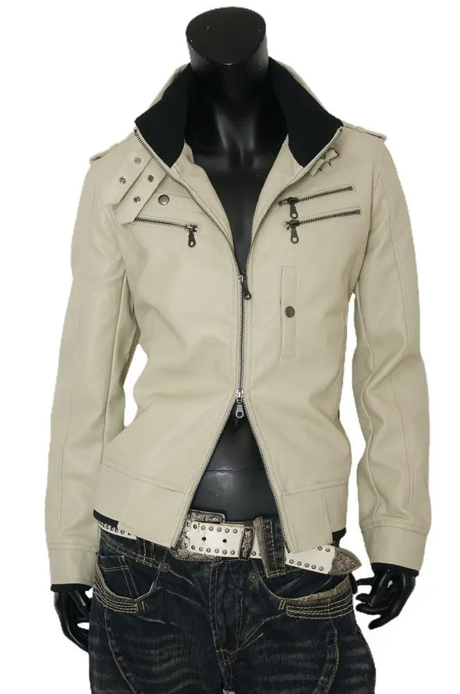 Chaqueta de motociclista elegante ★ Off White ★ L