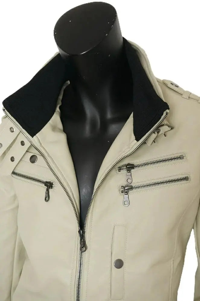 Chaqueta de motociclista elegante ★ Off White ★ L