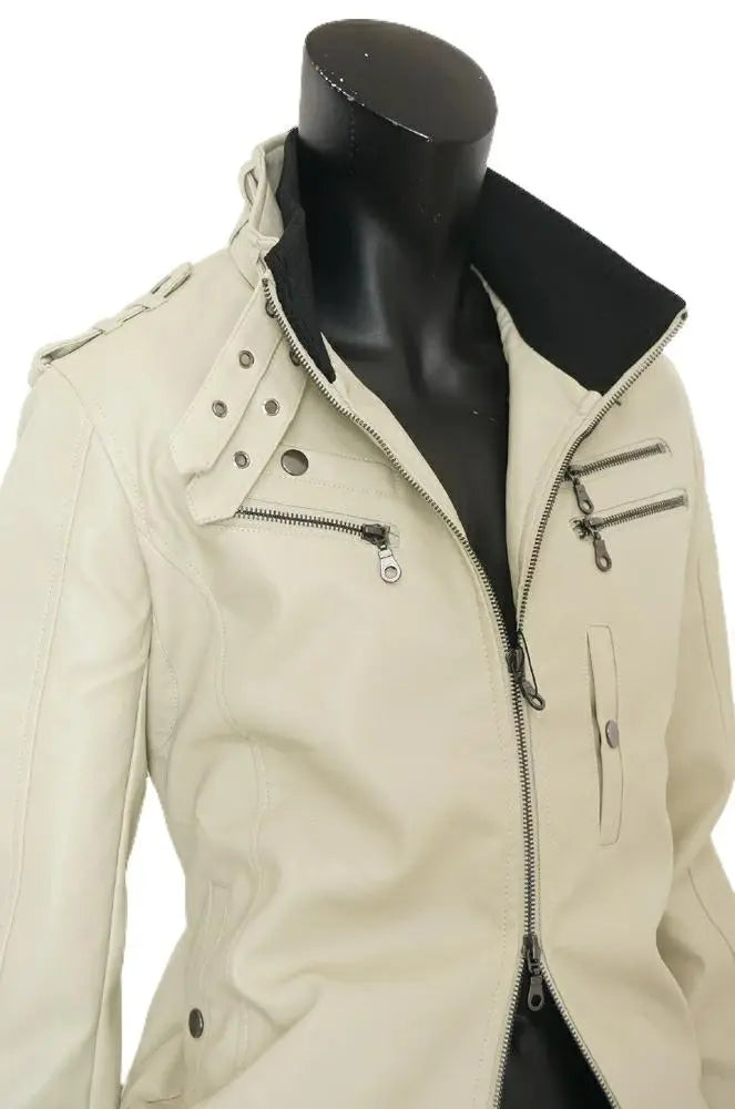 Chaqueta de motociclista elegante ★ Off White ★ L