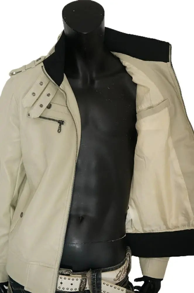 Chaqueta de motociclista elegante ★ Off White ★ L