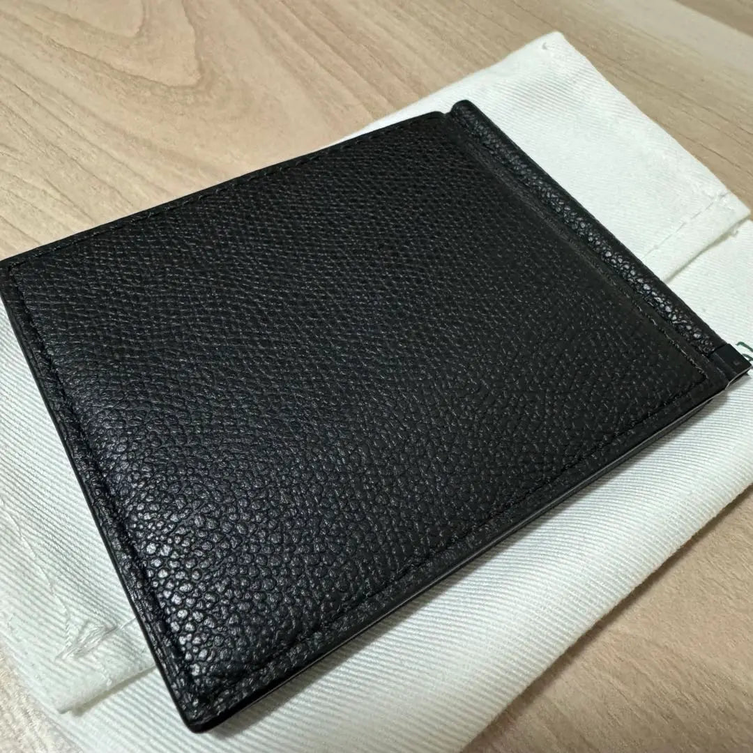 New Valextra Money Clip Wallet Leather Black