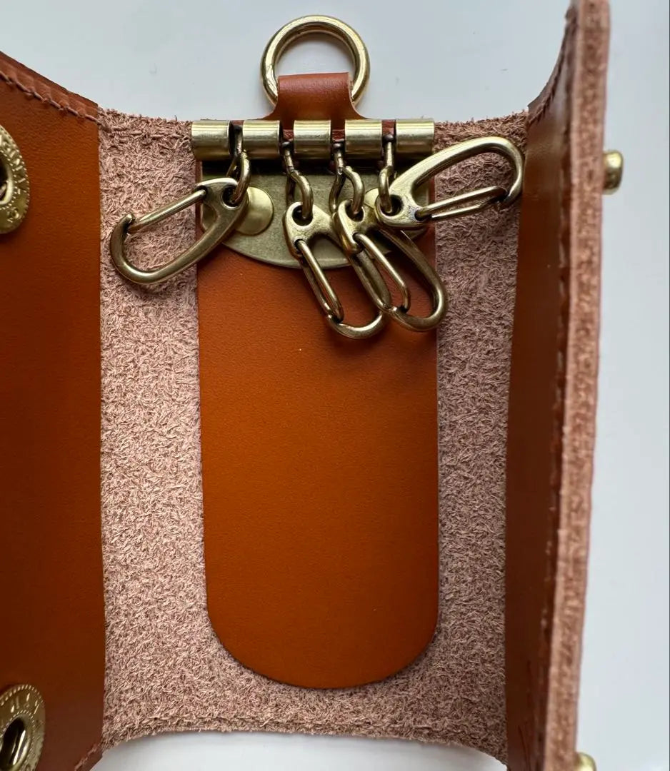 Unused Il Bisonte Leather 4-row Key Case Camel-type