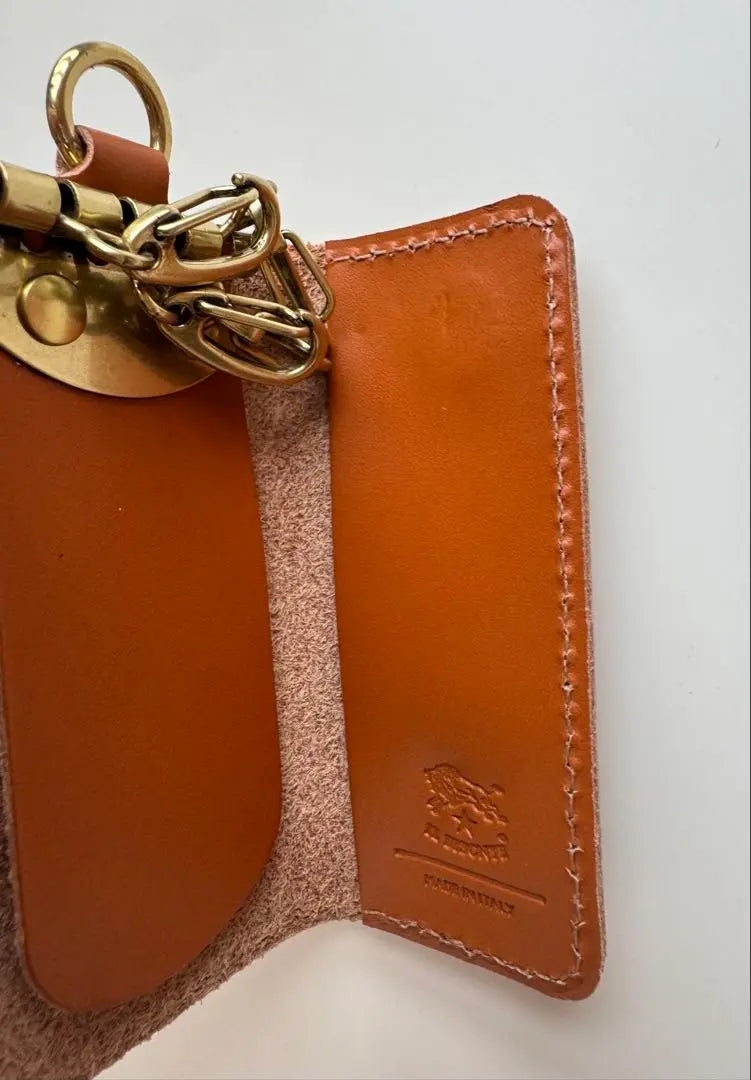 Unused Il Bisonte Leather 4-row Key Case Camel-type