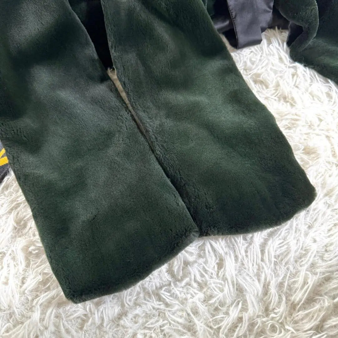 Royal Saga Mink Fox Collar Dyed Mink Fur Coat Long Length Green