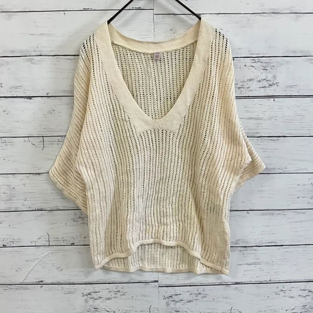 UNIQLO✨Summer knit [M] Low gauge V-neck Oversized Ivory