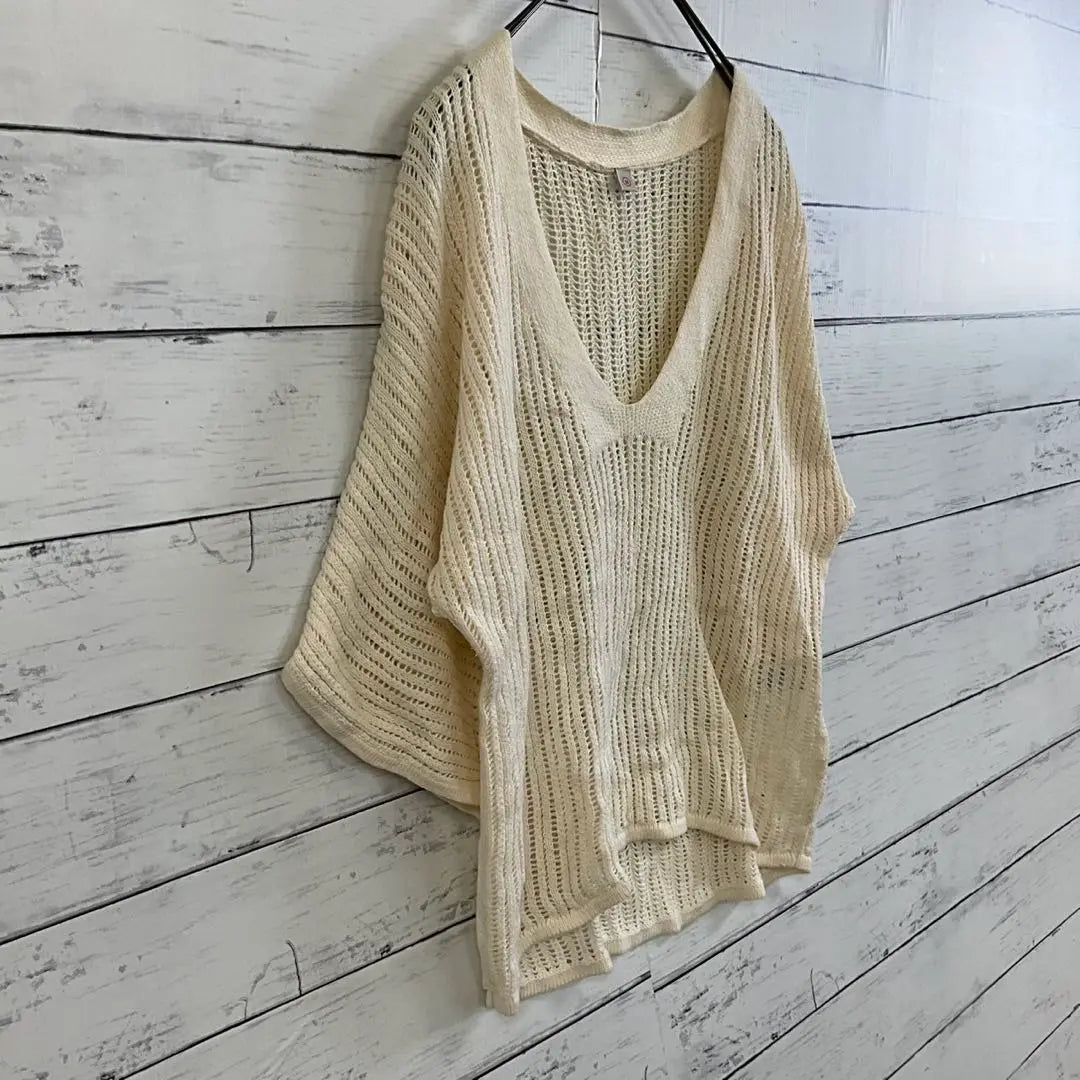 UNIQLO✨Summer knit [M] Low gauge V-neck Oversized Ivory