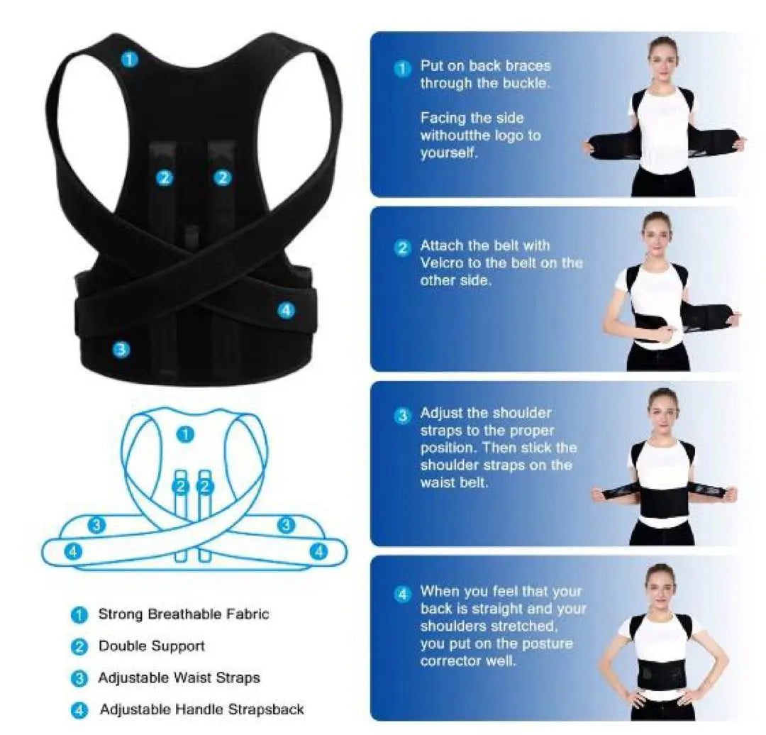 L Slouching Response Belt Support Shoulder Stiffness Slip Back Muscle Prevention Improvement Unisex New