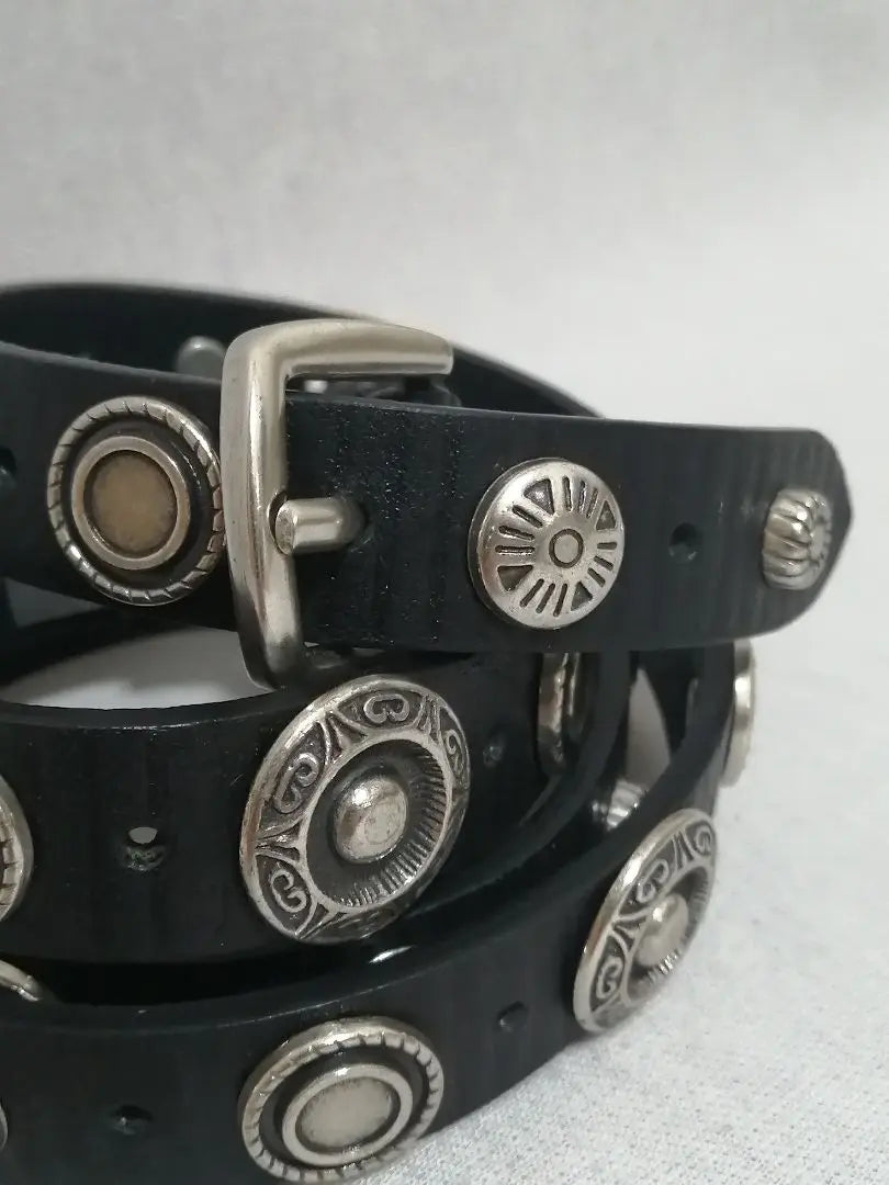 ♂New leather belt♂【DIESEL】Concho studs, black, 90 | ♂新品・レザーベルト♂【 DIESEL ディーゼル】コンチョ　スタッズ　黒　90