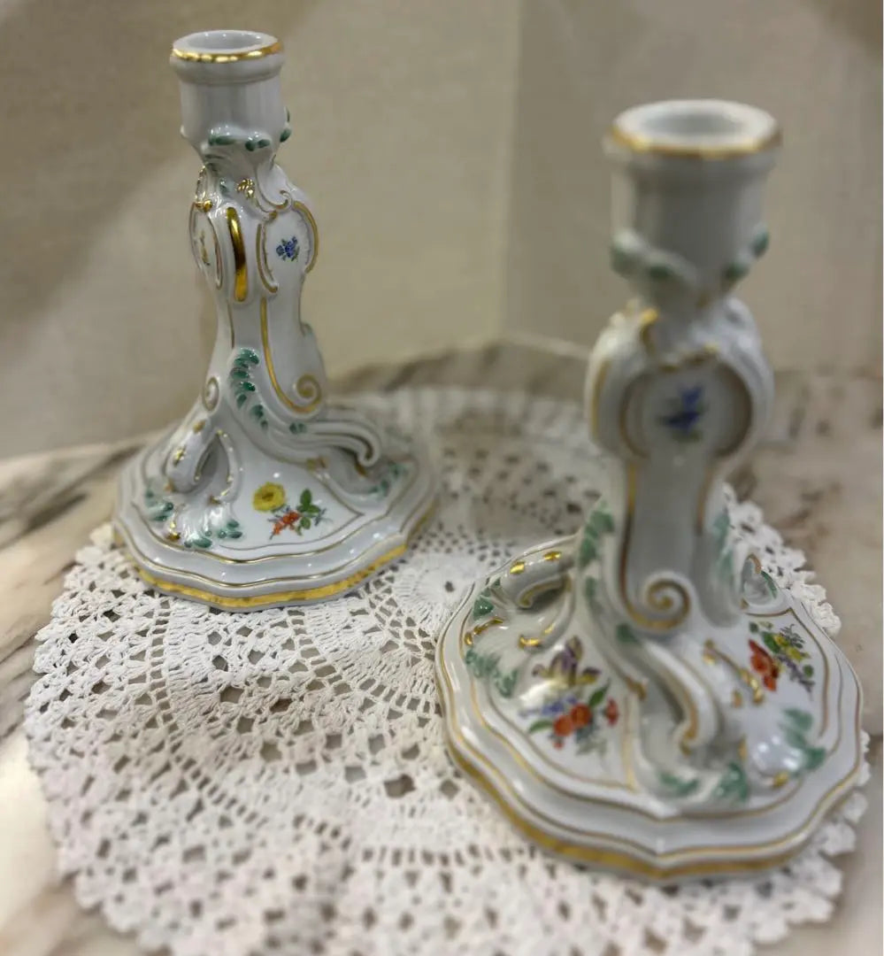 [Beauty] Meissen Meissen Candle Standset | 【美品】マイセン　Meissen　キャンドルスタンド　セット