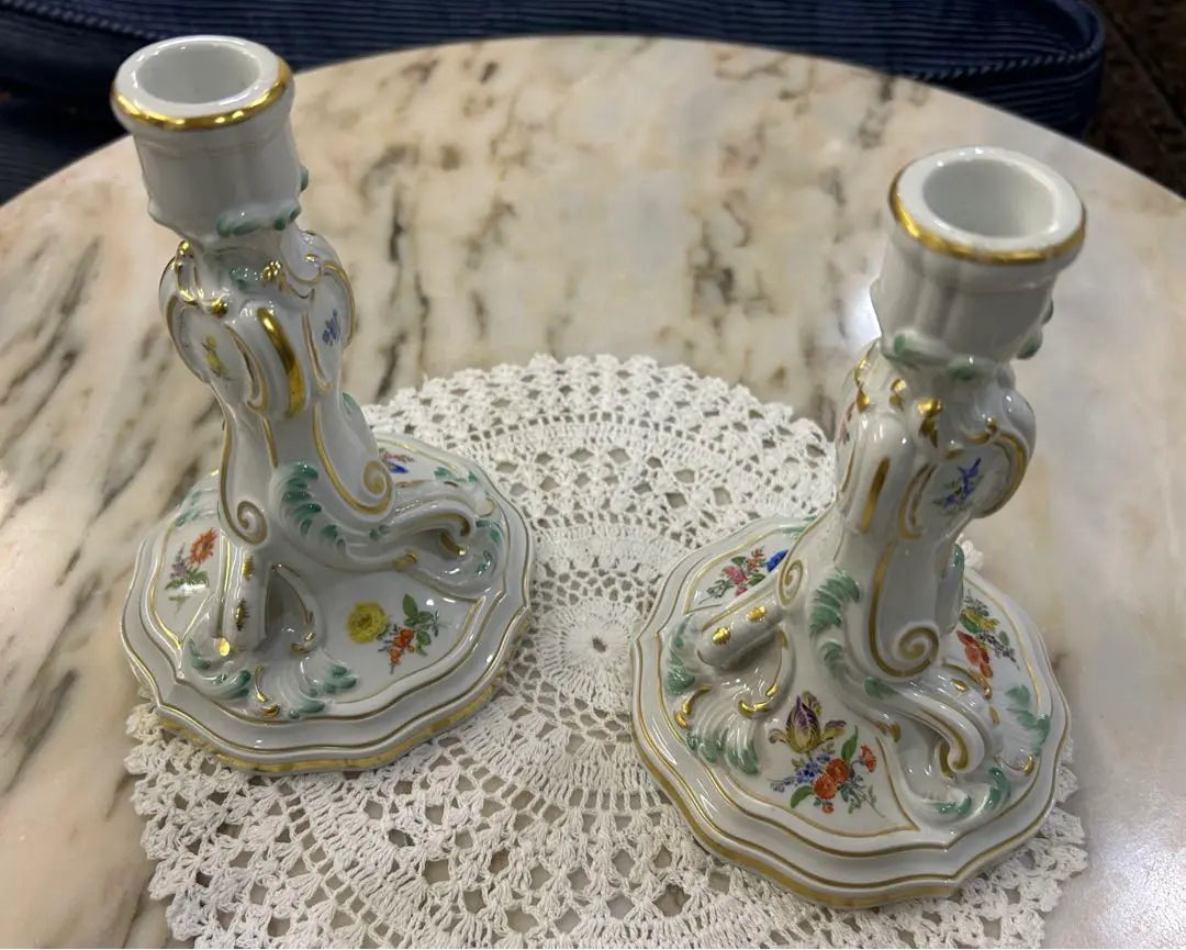 [Beauty] Meissen Meissen Candle Standset | 【美品】マイセン　Meissen　キャンドルスタンド　セット