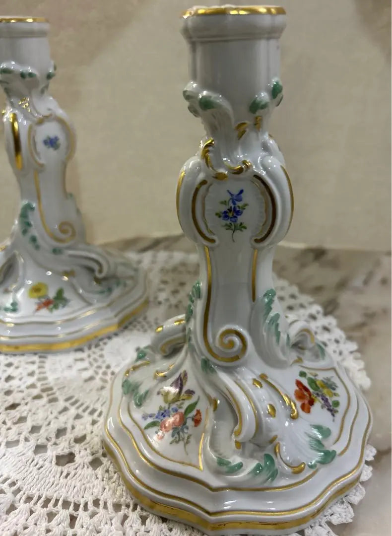 [Beauty] Meissen Meissen Candle Standset | 【美品】マイセン　Meissen　キャンドルスタンド　セット