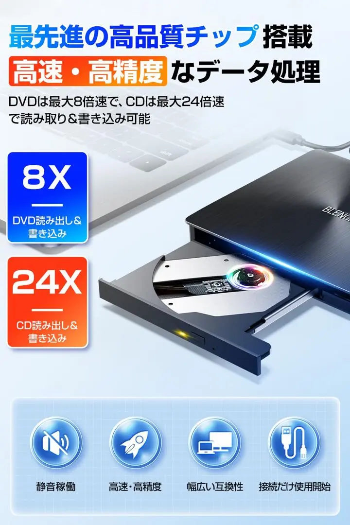 ❤️New and unused❤️High-speed external DVD drive compatible with Windows 7/8/10/11