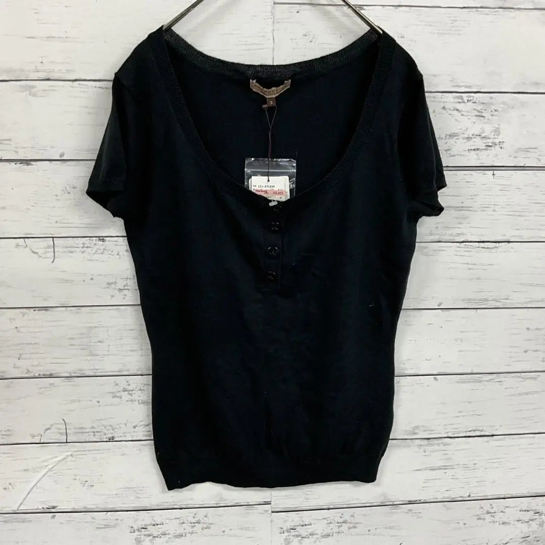 Proportion Body Dressing Short Sleeve Knit Black Button Cotton Blend