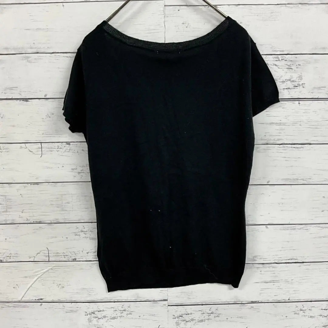 Proportion Body Dressing Short Sleeve Knit Black Button Cotton Blend