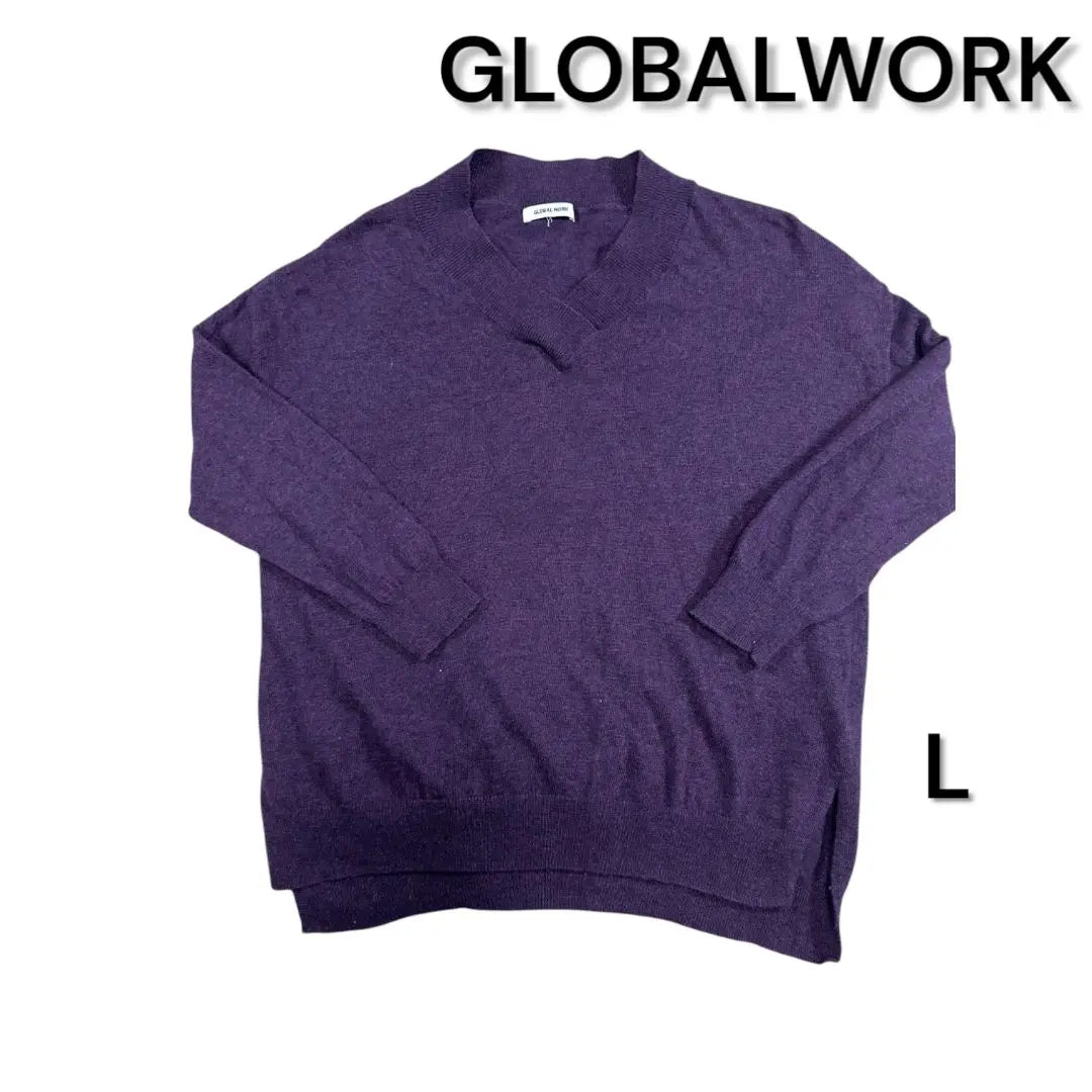 GLOBAL WORK Knit Sweater Purple Size L