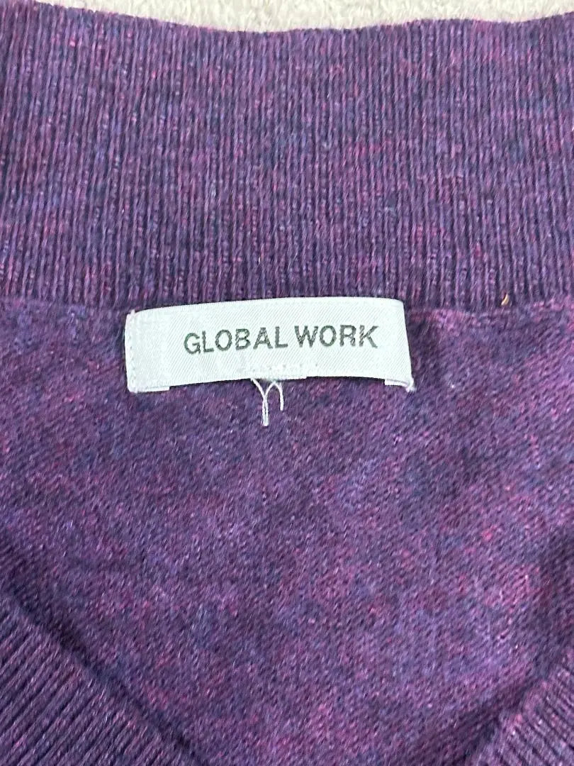 GLOBAL WORK Knit Sweater Purple Size L