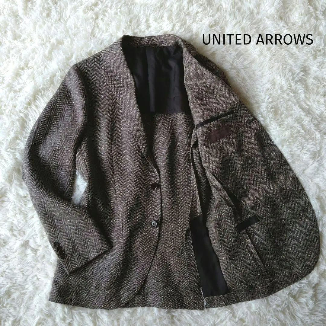 United Arrows Herringbone 23' Jacket Rear Brown MARZOTTO