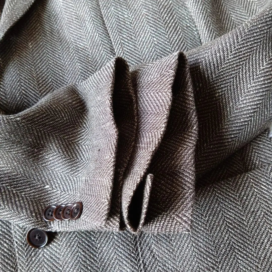 Chaqueta United Arrows Herringbone 23' Parte trasera marrón MARZOTTO