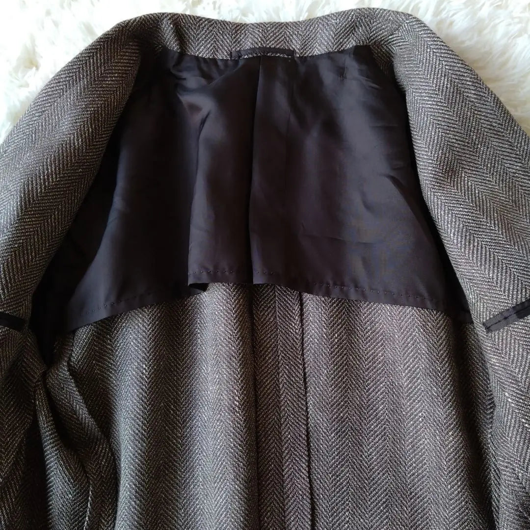 United Arrows Herringbone 23' Jacket Rear Brown MARZOTTO