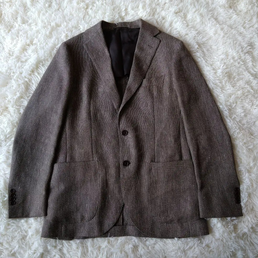 United Arrows Herringbone 23' Jacket Rear Brown MARZOTTO