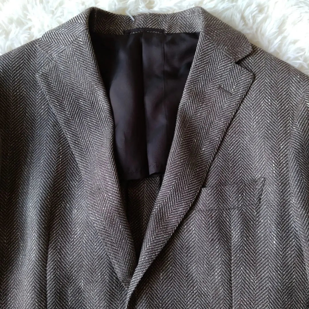 United Arrows Herringbone 23' Jacket Rear Brown MARZOTTO