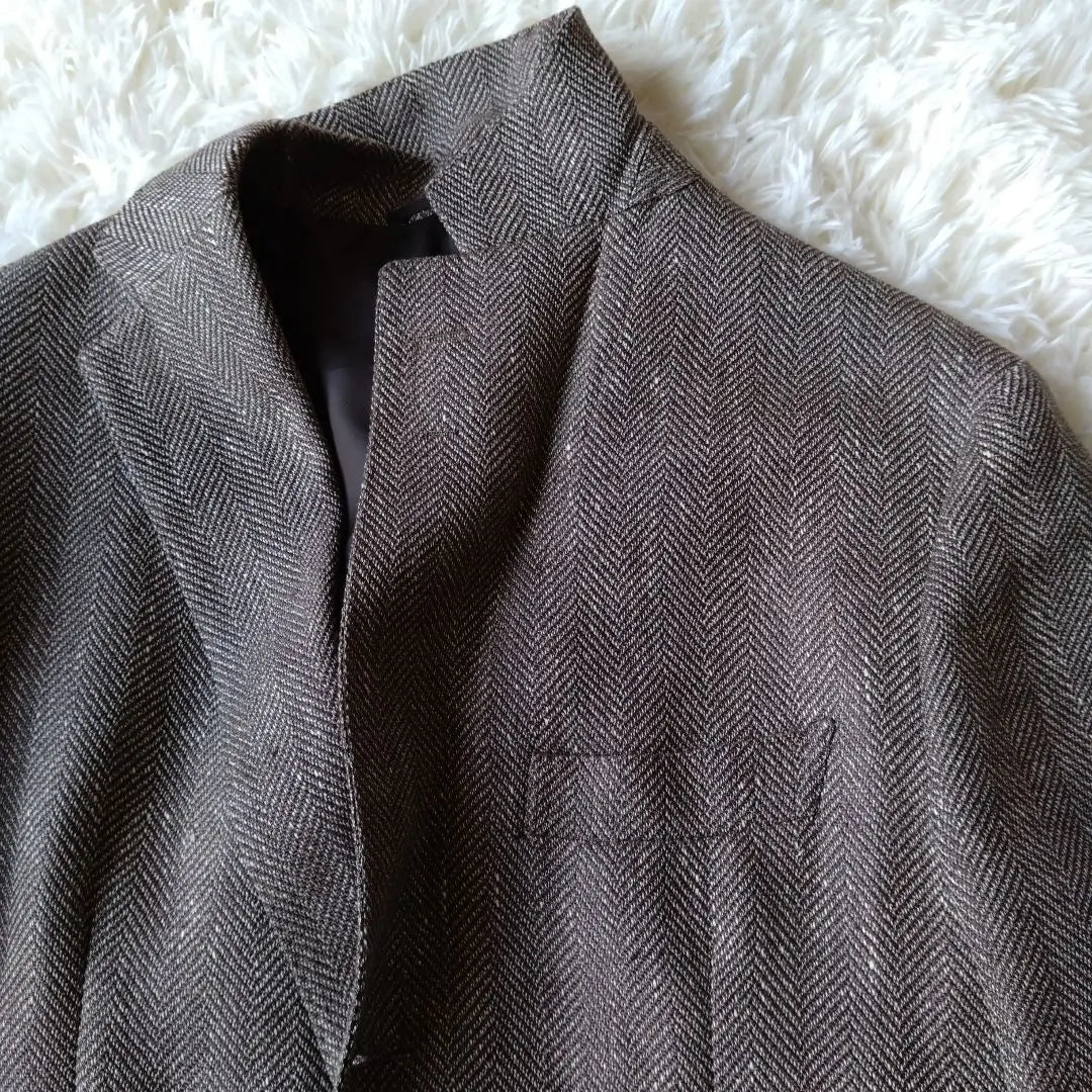 United Arrows Herringbone 23' Jacket Rear Brown MARZOTTO