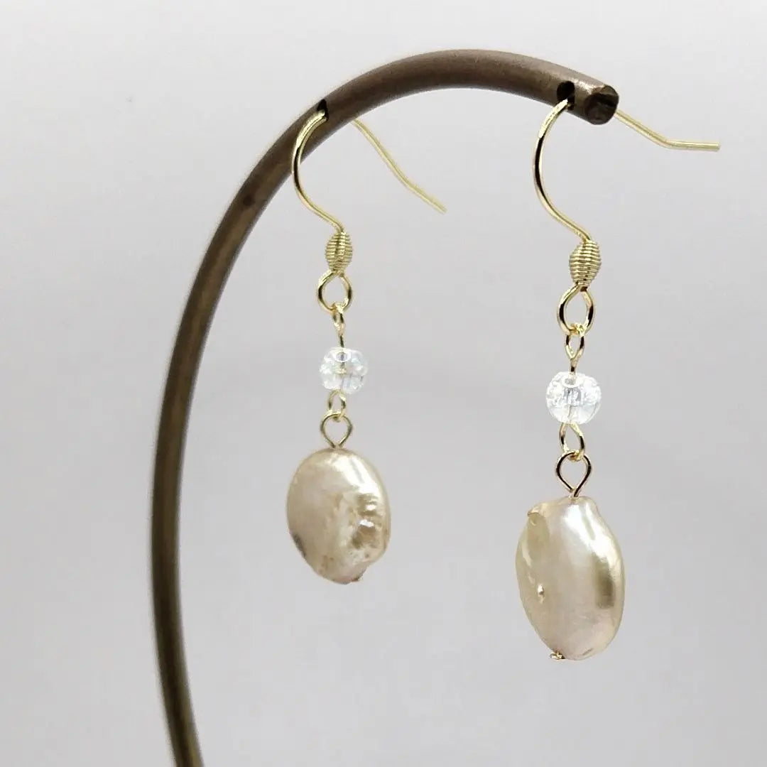 No.2353 Simple earrings handmade earrings of fresh water pearl | No.2353 一粒淡水パールのシンプルピアス ハンドメイドピアス