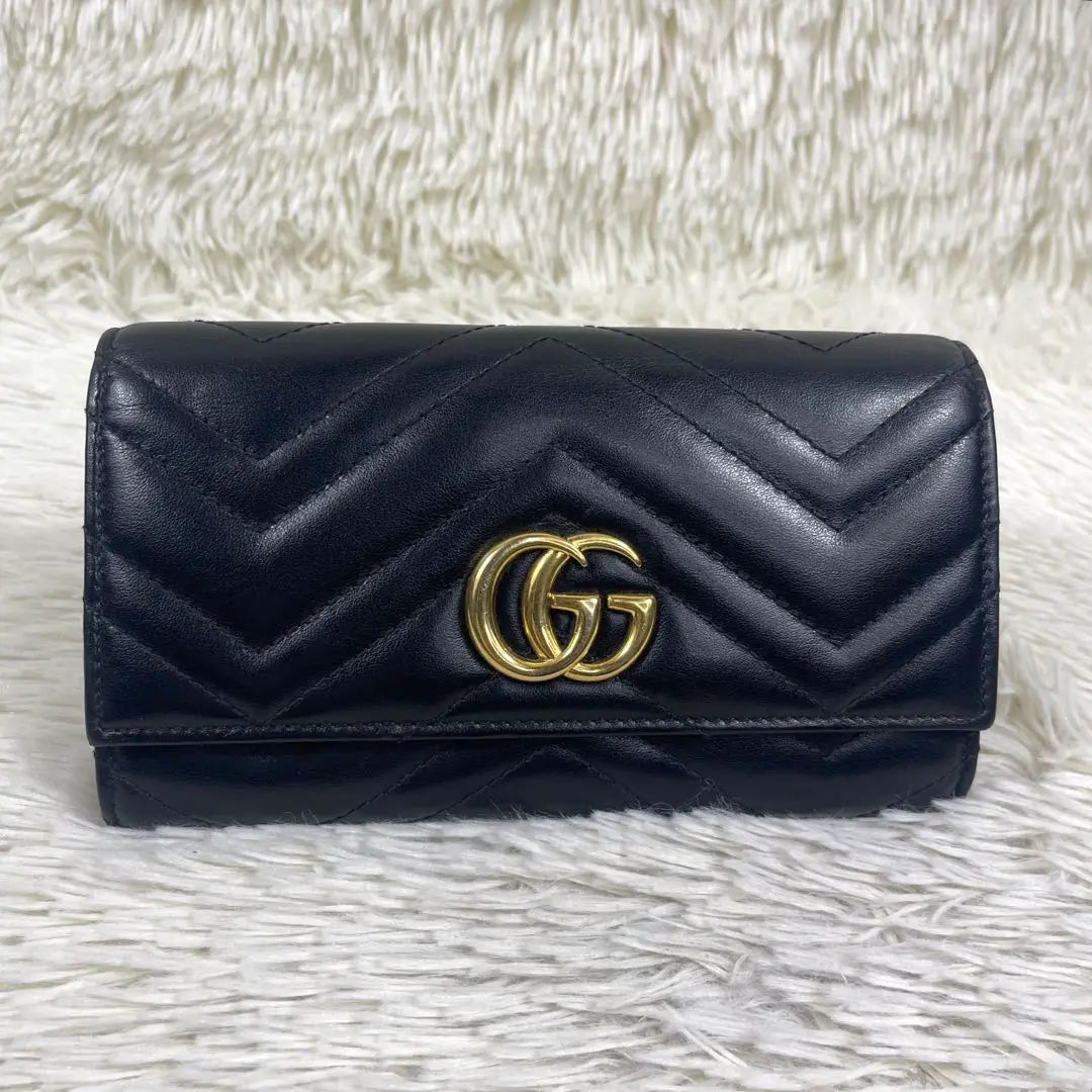 Extremely beautiful goods. ️ GUCCI Long Wallet GG Marmont Leather Black 443436 | 極美品‼️GUCCI 長財布 GGマーモント レザー　ブラック　443436