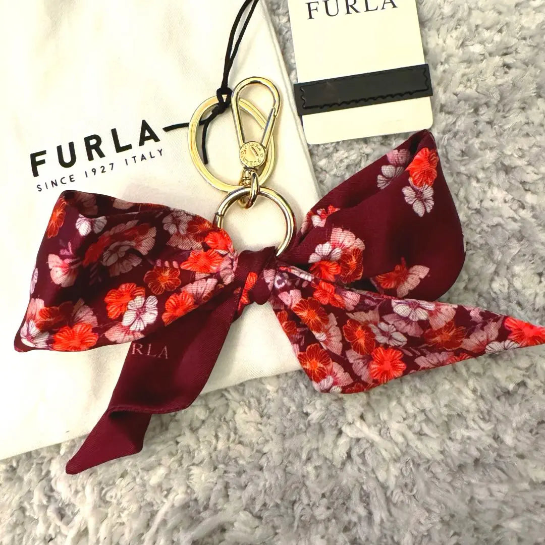 FURULA Key Ring Charm Strap Ribbon Floral Pattern Brand new and unused