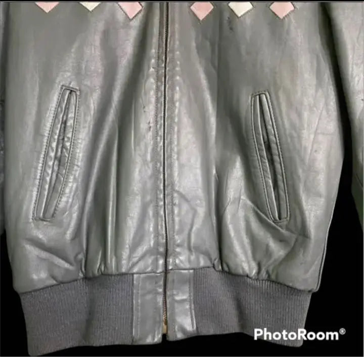 80's earliest American-made reminiscence diamond pattern leather jacket rockabilly