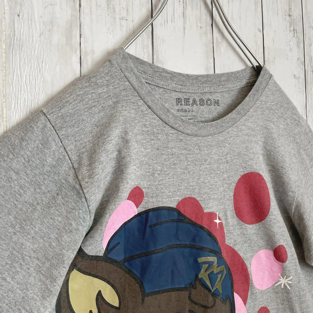 REASON Wolf Animal T-shirt Big Print Gray S Old-seater Clothing