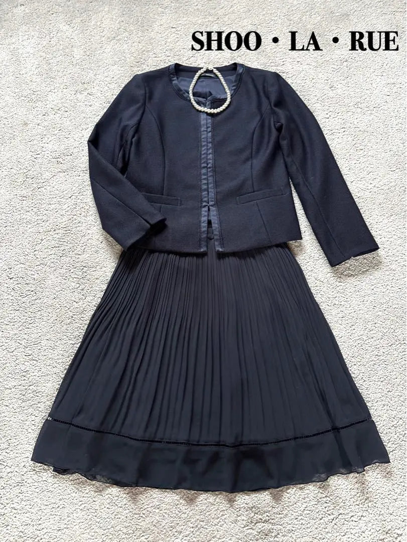 ◆Shulaloo Washable Skirt Suit No Collar Jacket Mom Suit Navy