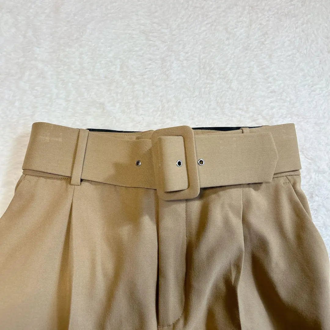 ZARA✨Pantalón de cintura alta con cinturón, informal, maduro, bonito, beige