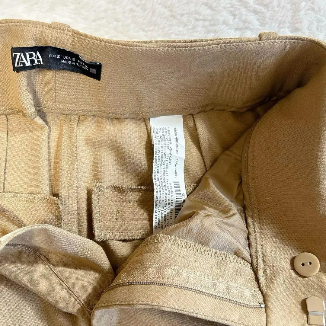 ZARA✨Pantalón de cintura alta con cinturón, informal, maduro, bonito, beige