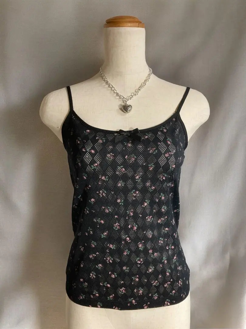 Camisola Ballet Core Floral con lazo negro, de los años 90, rara, de stock muerto, estilo Y2K, estilo grunge