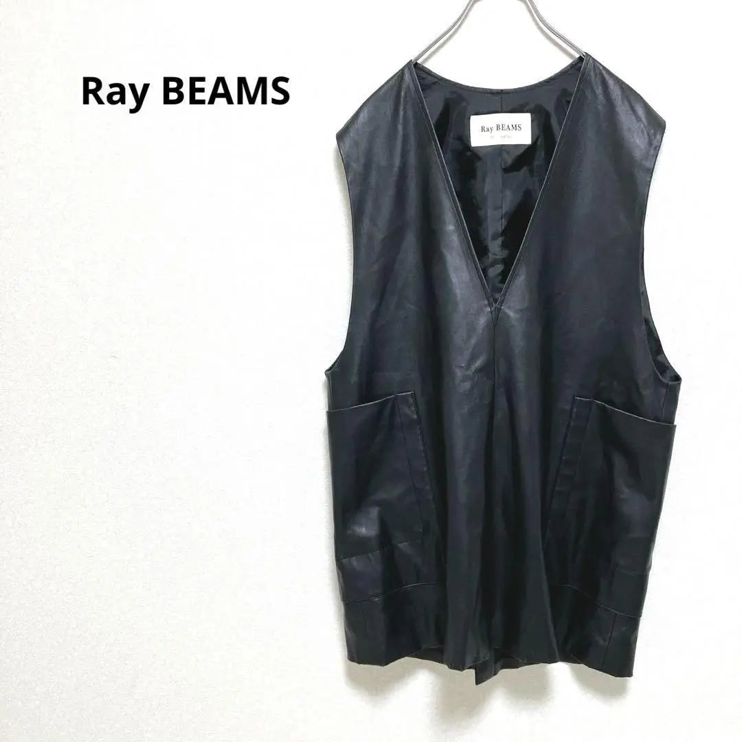 ◇Raybeams vest gilet layered leather synthetic leather pocket casual