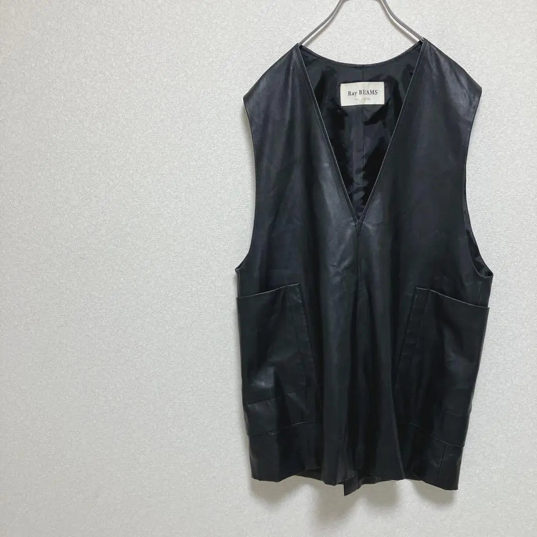 ◇Raybeams vest gilet layered leather synthetic leather pocket casual