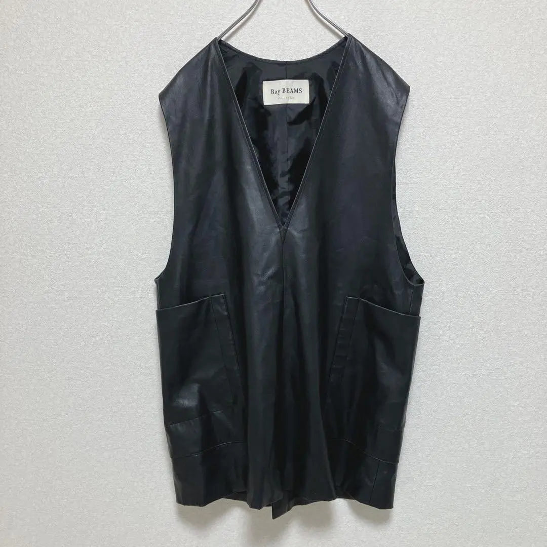 ◇Raybeams vest gilet layered leather synthetic leather pocket casual