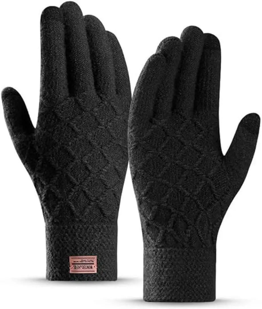 Guantes guantes de punto compatibles con teléfonos inteligentes guantes fríos muñeca elástica hombres y mujeres | グローブ 手袋 ニット スマホ対応 防寒グローブ 弾性手首 男女