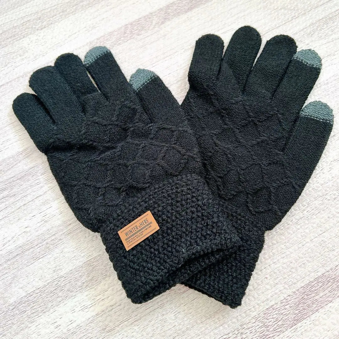 Guantes guantes de punto compatibles con teléfonos inteligentes guantes fríos muñeca elástica hombres y mujeres | グローブ 手袋 ニット スマホ対応 防寒グローブ 弾性手首 男女