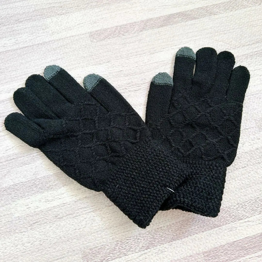 Guantes guantes de punto compatibles con teléfonos inteligentes guantes fríos muñeca elástica hombres y mujeres | グローブ 手袋 ニット スマホ対応 防寒グローブ 弾性手首 男女