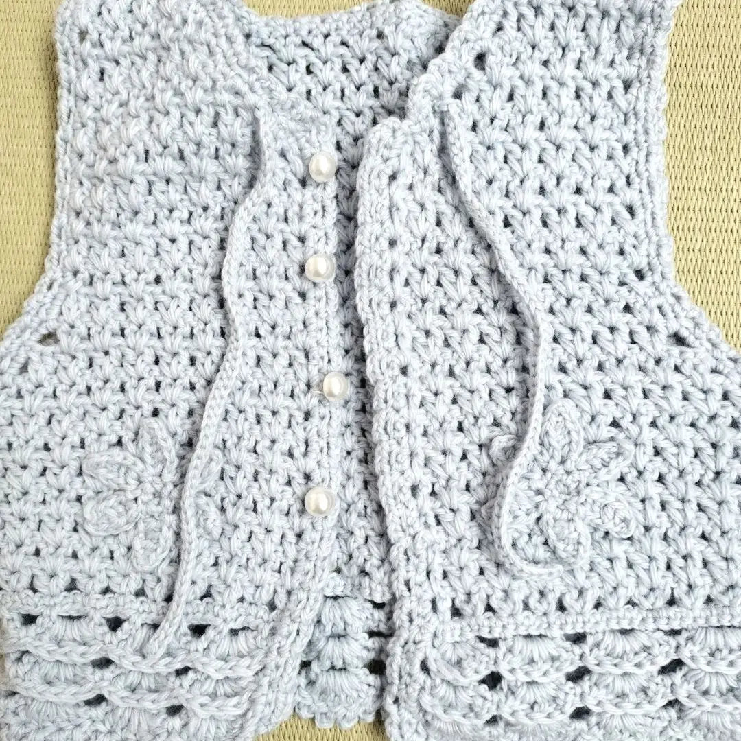 Baby Kids Crochet Sleeveless Vest Handmade Hand-knit Ribbon