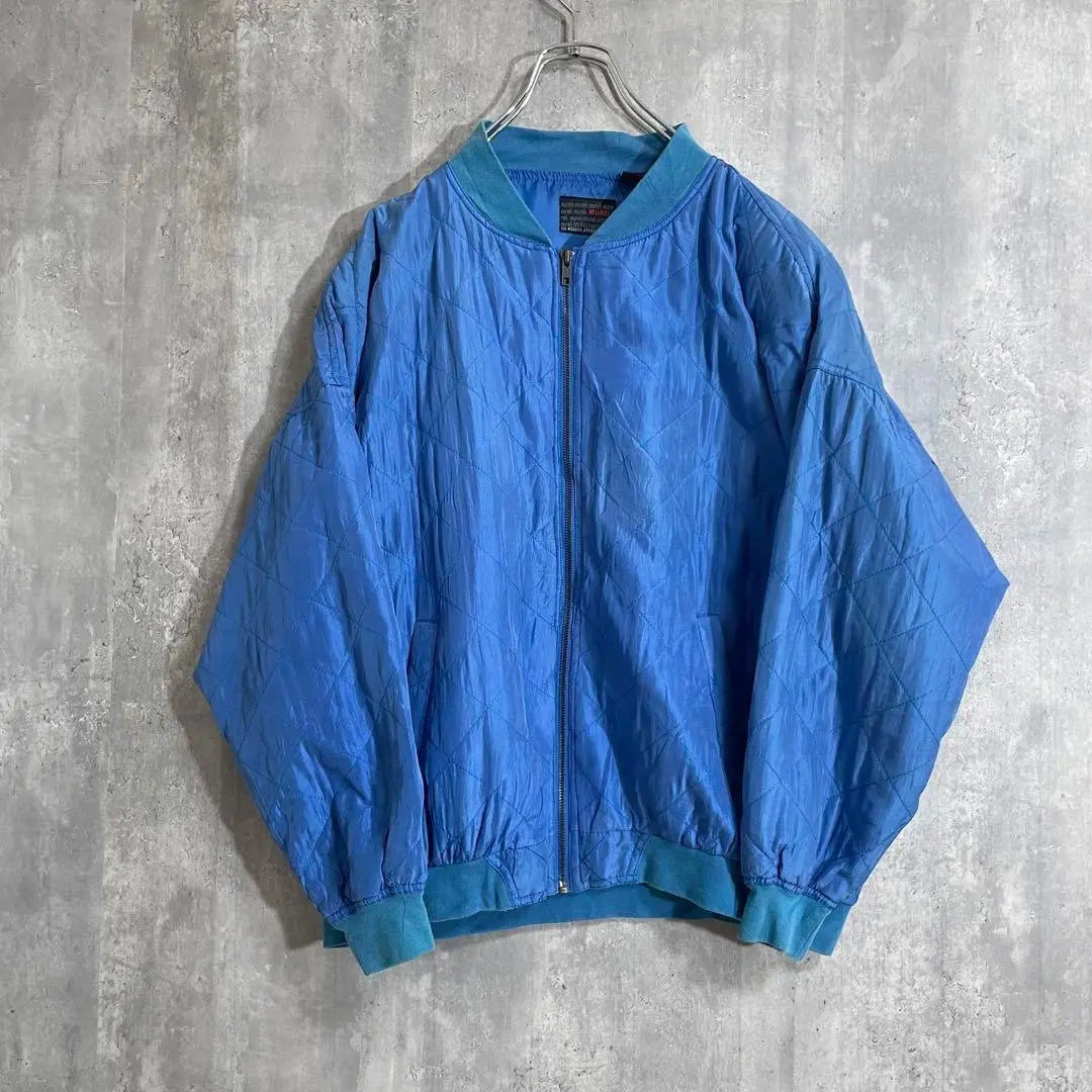 [Atmosphere◎] Men's Blouson, Silk Quilted Jacket, Blue, XL, Light