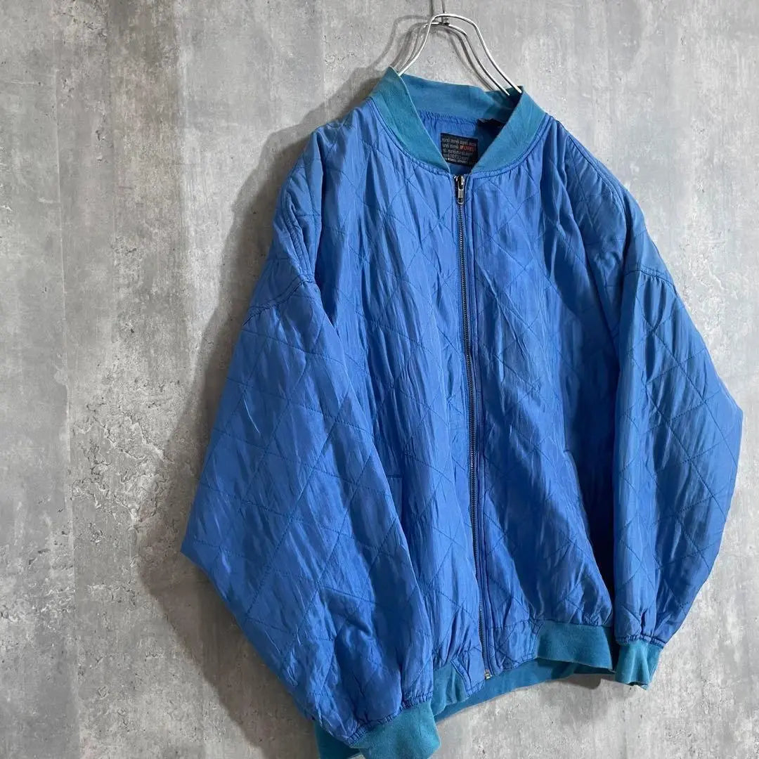 [Atmosphere◎] Men's Blouson, Silk Quilted Jacket, Blue, XL, Light