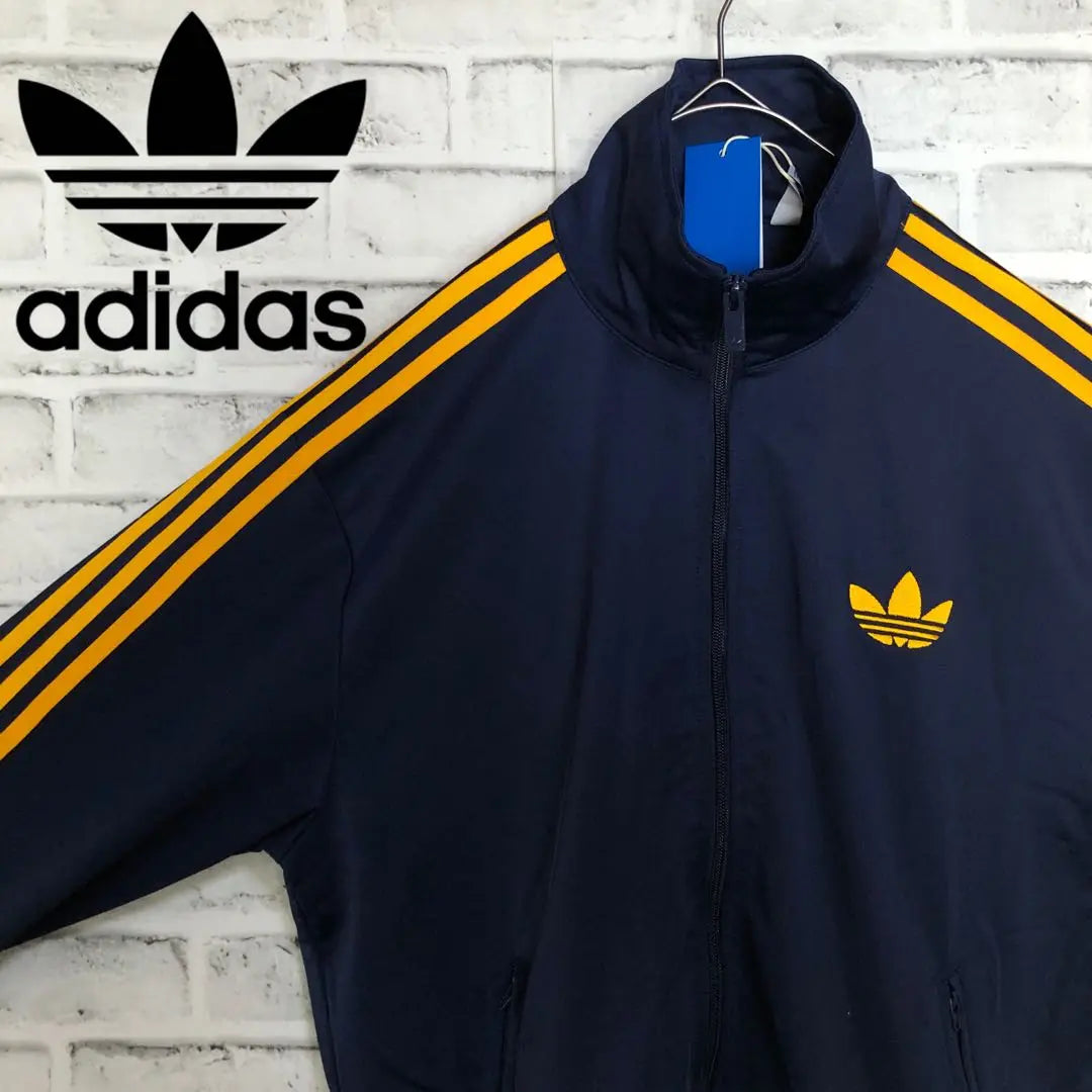 New Women's XL/Men's S⭐️adidas Track Jacket Embroidered Navy x Dark Yellow