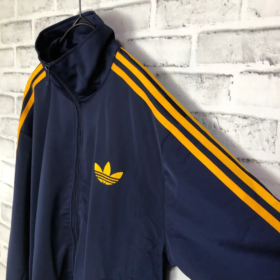 New Women's XL/Men's S⭐️adidas Track Jacket Embroidered Navy x Dark Yellow