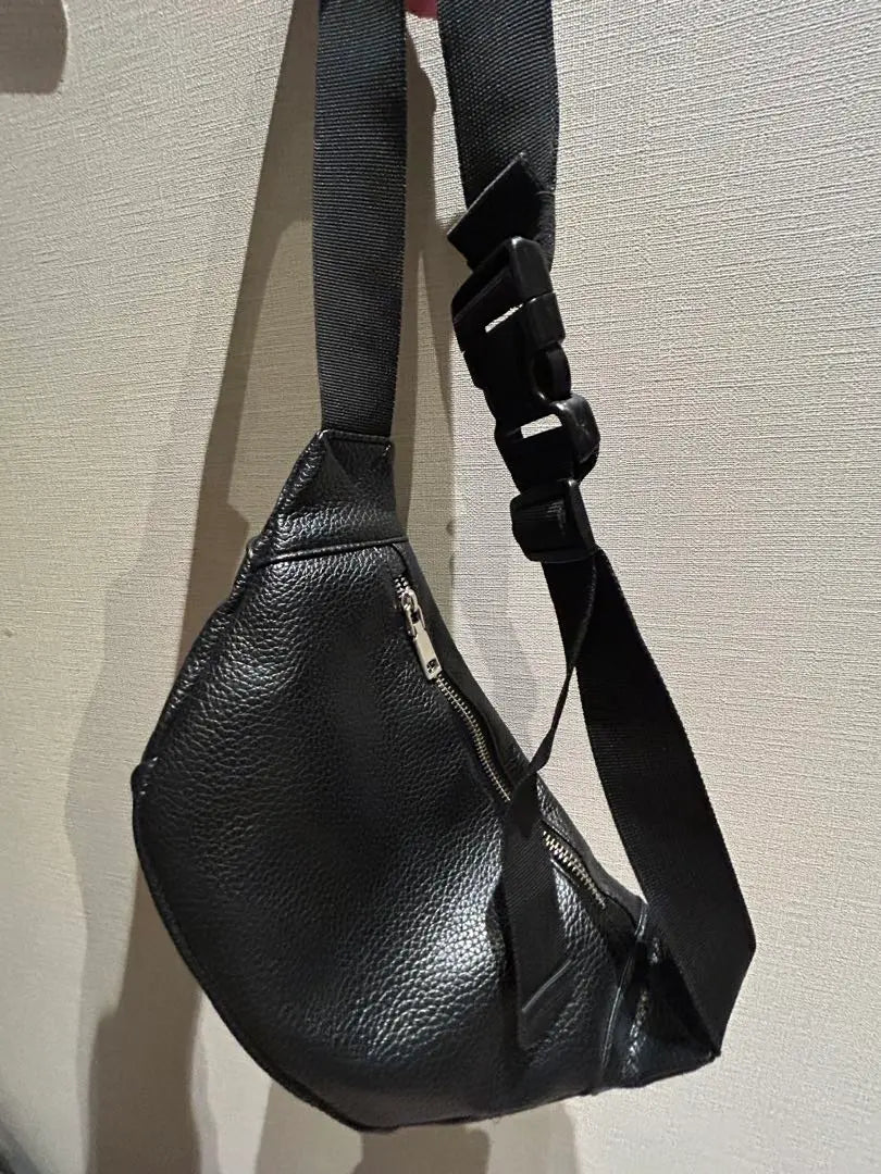 Black Synthetic Leather Body Bag