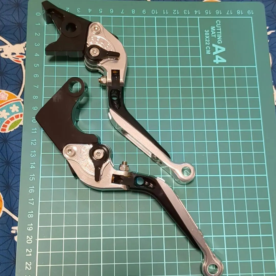 6 -step adjustment aluminum brake clutch lever silver+black | 6段階調整 アルミブレーキ クラッチ レバー シルバー+ブラック