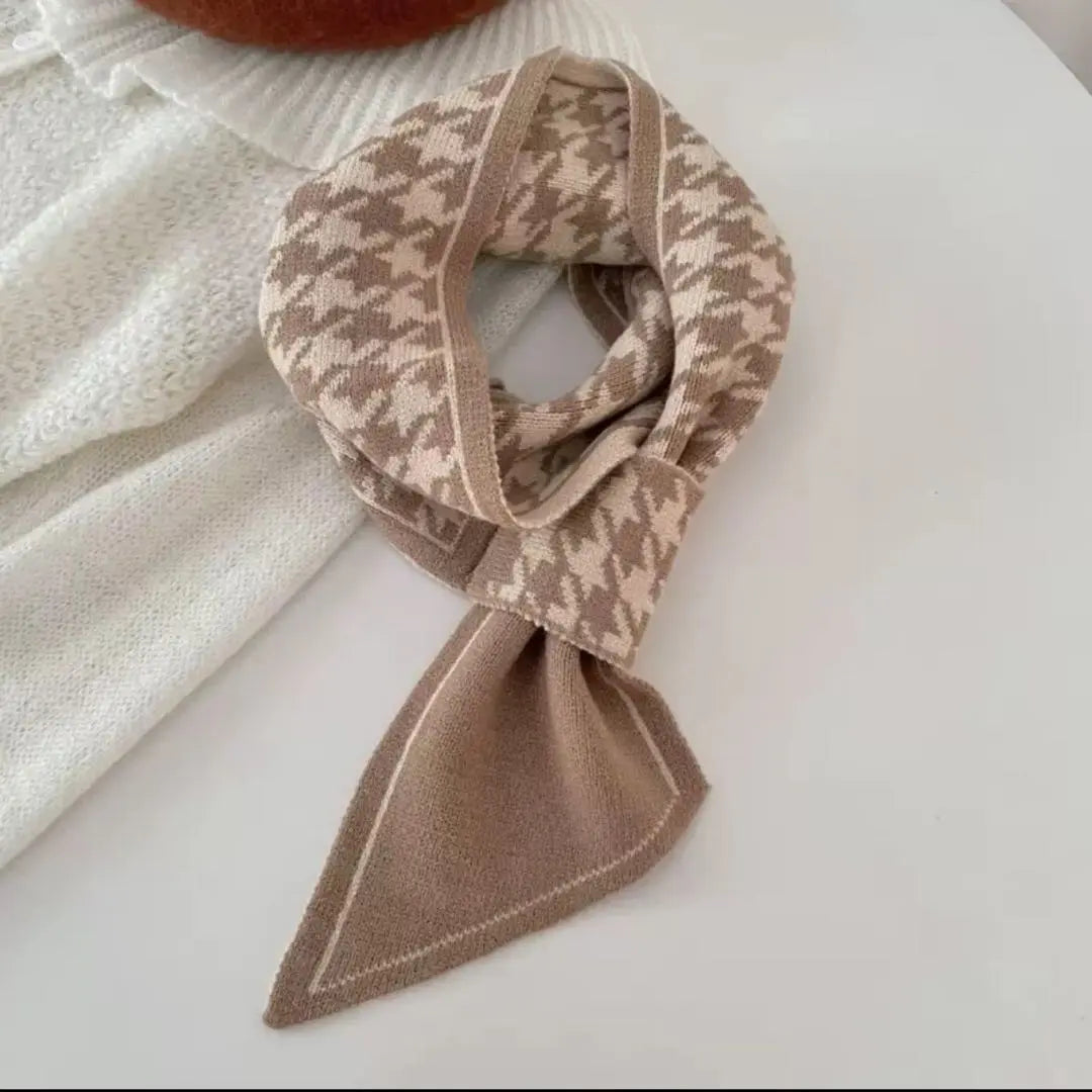 Scarf Korea, Cold Protection, Winter, Houndstooth, Beige, Check, Cross Muffler