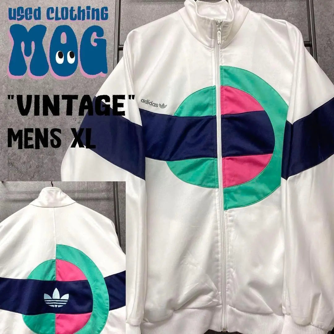 80s 《US used clothing》Adidas track jacket Trefoil embroidered logo Men's XL